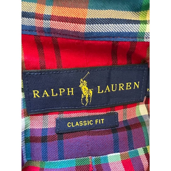 Ralph Lauren Button Down Shirt Long Sleeve Classic Fit Lightweight Red Plaid XLT - Picture 8 of 9